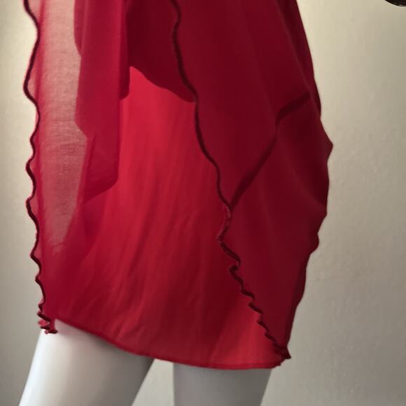 VTG Y2K City Triangles Red Beaded Empire Babydoll Dress Medium HOCO Prom Formal - Picture 10 of 16